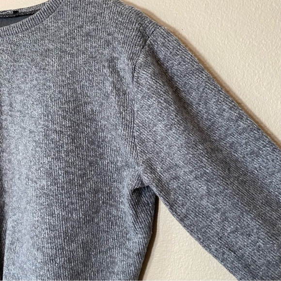 Zara Gray Cotton Blend Crew Neck Cropped Sweater Size L Minimalist Casual - Picture 6 of 13